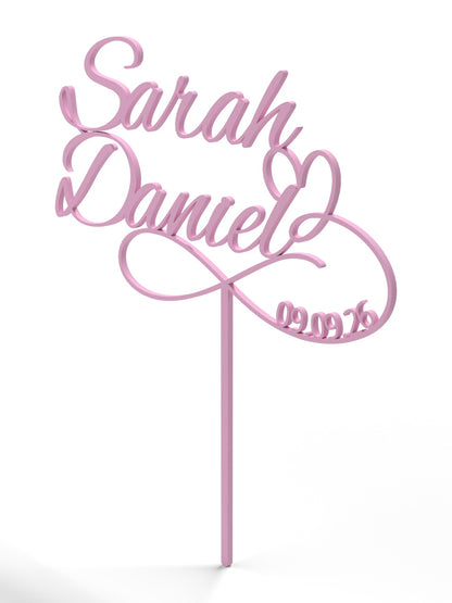 Hochzeit Cake Topper "Unendlichkeitszeichen mit Datum" Personalisiert - Happy Bumblebee
