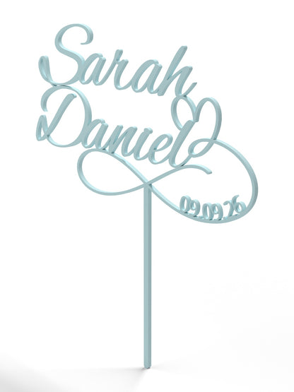 Hochzeit Cake Topper "Unendlichkeitszeichen mit Datum" Personalisiert - Happy Bumblebee