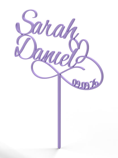 Hochzeit Cake Topper "Unendlichkeitszeichen mit Datum" Personalisiert - Happy Bumblebee