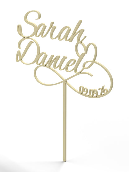 Hochzeit Cake Topper "Unendlichkeitszeichen mit Datum" Personalisiert - Happy Bumblebee