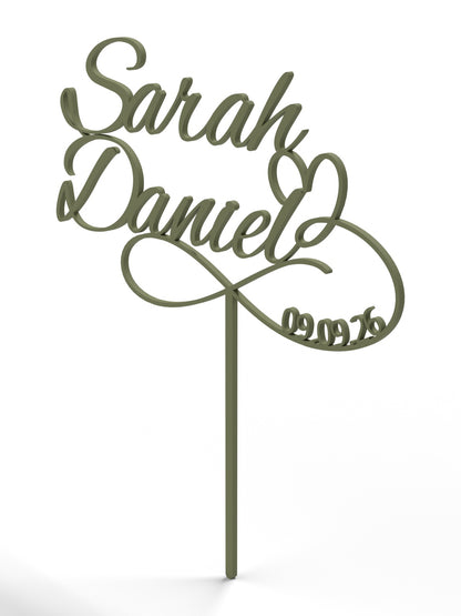 Hochzeit Cake Topper "Unendlichkeitszeichen mit Datum" Personalisiert - Happy Bumblebee