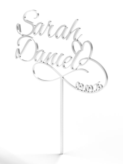 Hochzeit Cake Topper "Unendlichkeitszeichen mit Datum" Personalisiert - Happy Bumblebee
