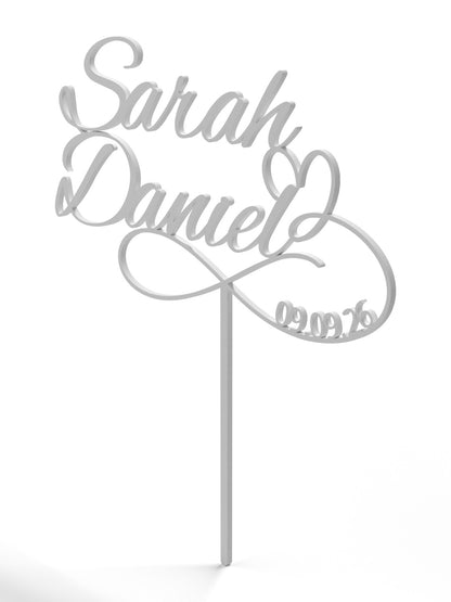 Hochzeit Cake Topper "Unendlichkeitszeichen mit Datum" Personalisiert - Happy Bumblebee