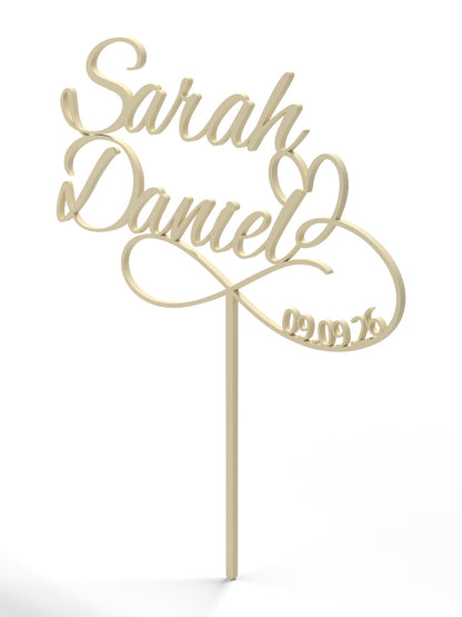 Hochzeit Cake Topper "Unendlichkeitszeichen mit Datum" Personalisiert - Happy Bumblebee
