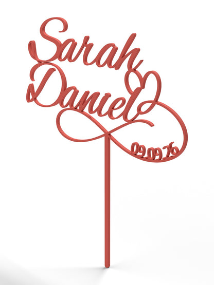 Hochzeit Cake Topper "Unendlichkeitszeichen mit Datum" Personalisiert - Happy Bumblebee