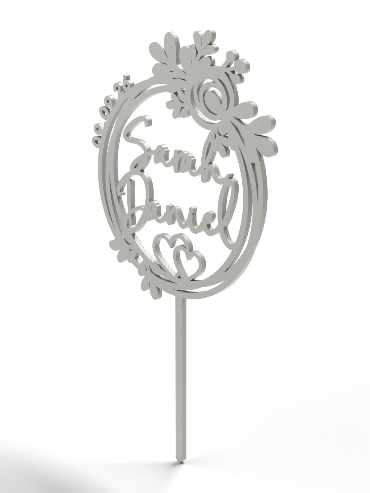 Hochzeit Cake Topper "Blütenkranz mit Herz" Personalisiert - Happy Bumblebee