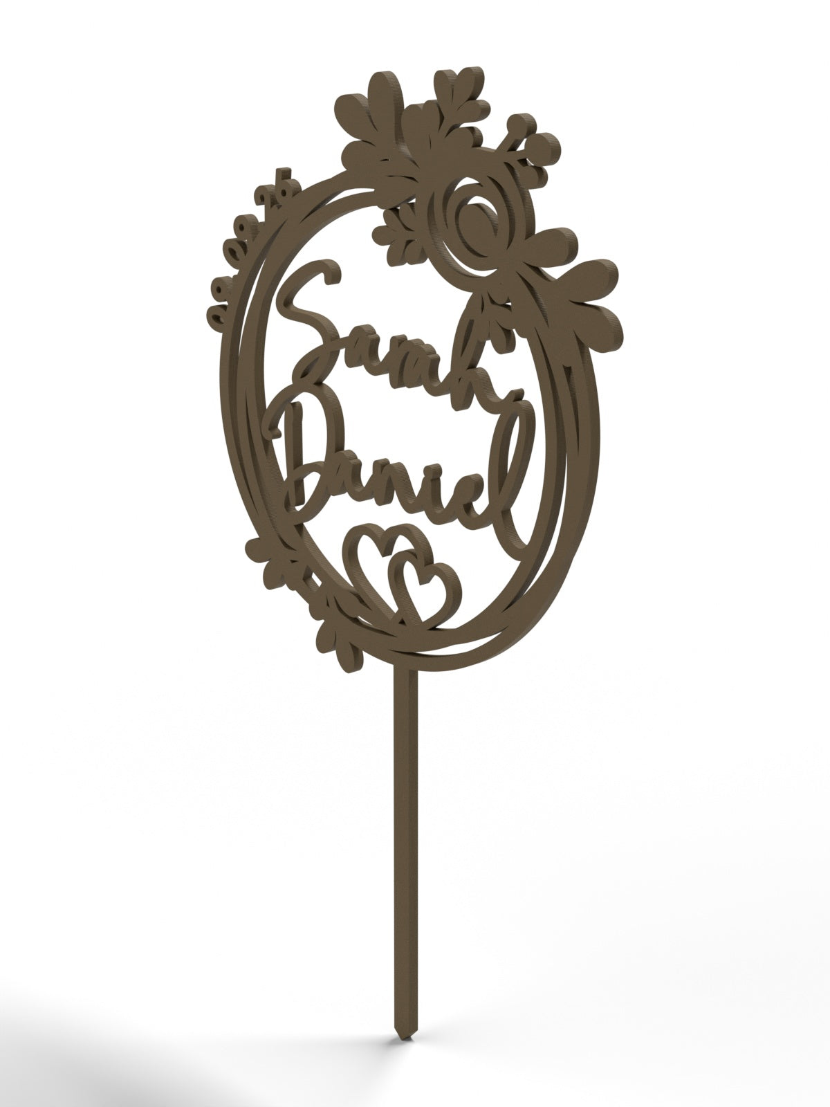 Hochzeit Cake Topper "Blütenkranz mit Herz" Personalisiert - Happy Bumblebee