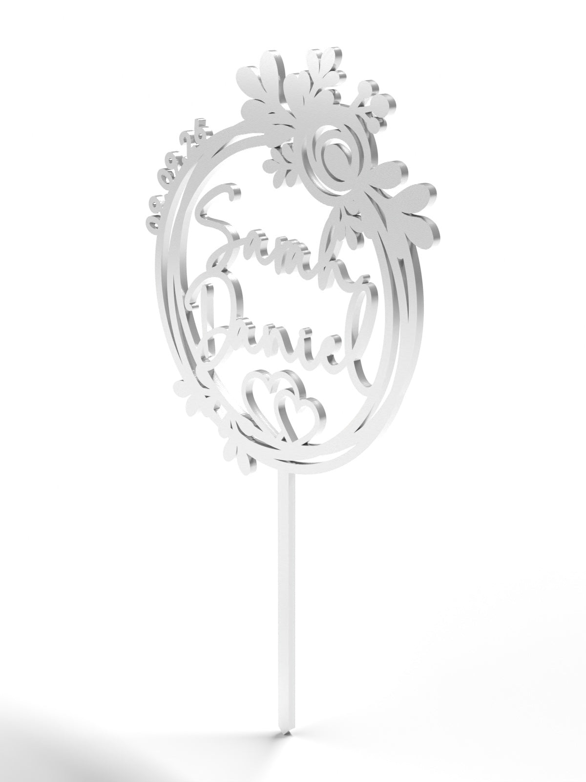 Hochzeit Cake Topper "Blütenkranz mit Herz" Personalisiert - Happy Bumblebee