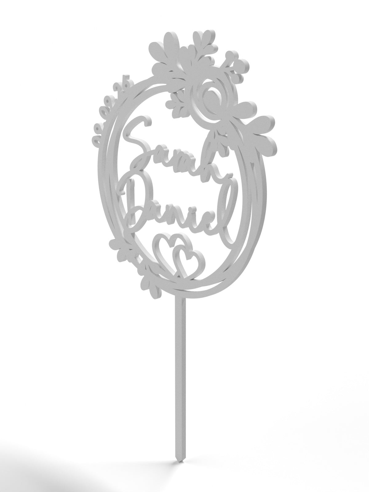 Hochzeit Cake Topper "Blütenkranz mit Herz" Personalisiert - Happy Bumblebee