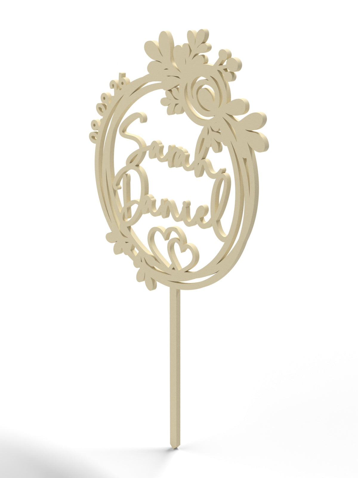 Hochzeit Cake Topper "Blütenkranz mit Herz" Personalisiert - Happy Bumblebee