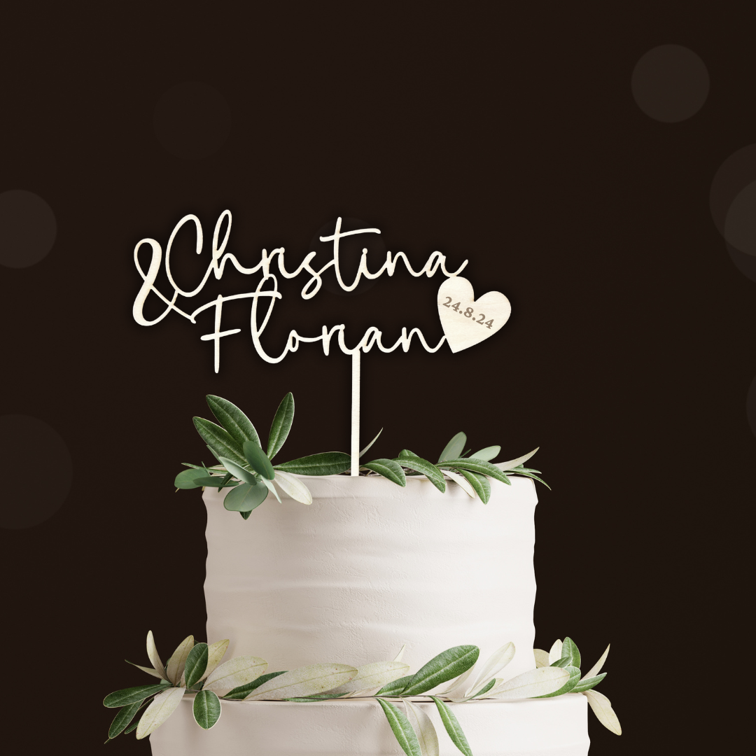 Personalisierter Cake Topper für die Hochzeit - Happy Bumblebee Store