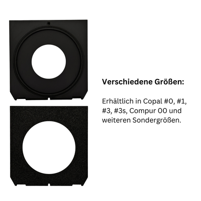 4x5 Objektivplatine für Linhof, Wista etc Compur Copal #00 #0 #1 #2 #3