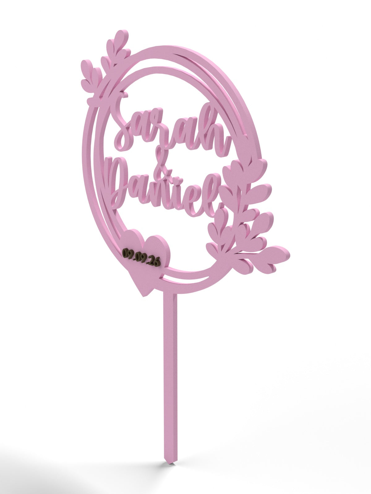Hochzeit Cake Topper "Doppelkranz mit Blättern" Personalisiert - Happy Bumblebee