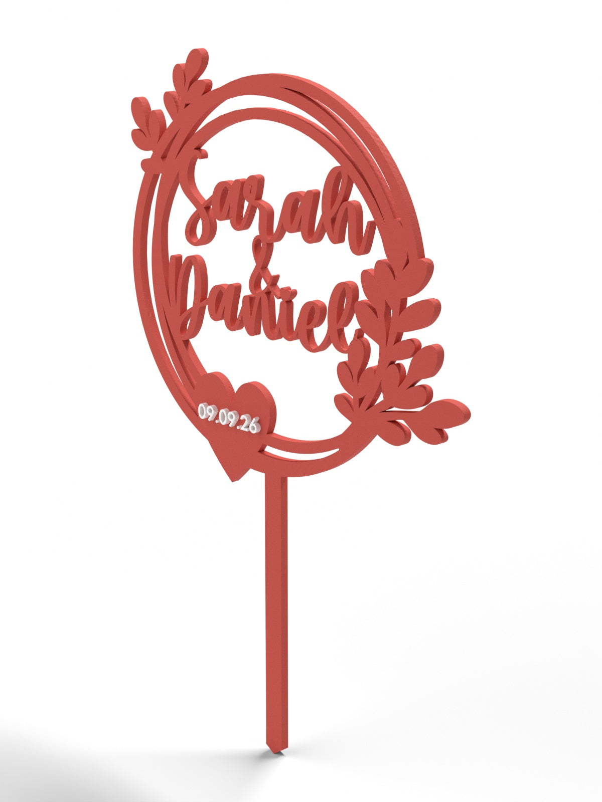 Hochzeit Cake Topper "Doppelkranz mit Blättern" Personalisiert - Happy Bumblebee