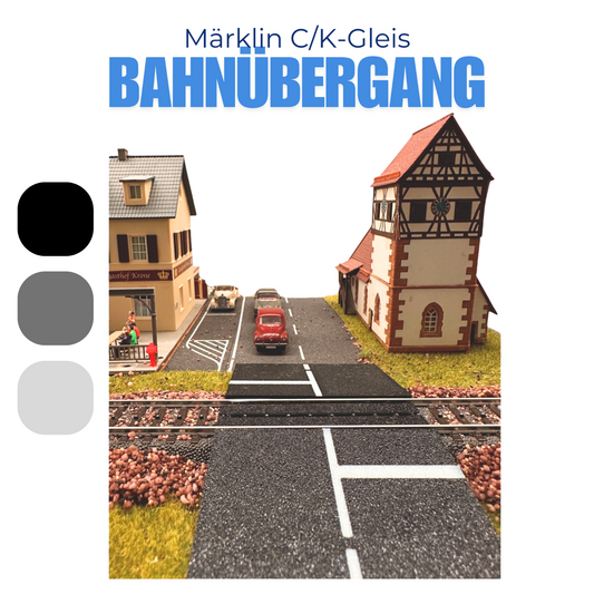 NEU - H0 Bahnübergang für Märklin C und M Gleise - Eingleisig oder Zweigleisig