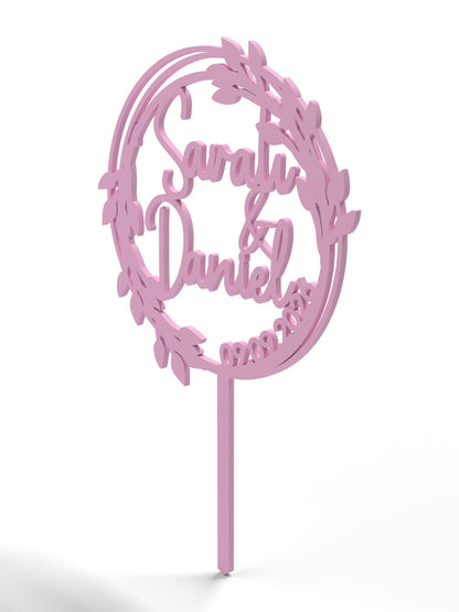 Hochzeit Cake Topper "Lorbeerkranz" Personalisiert - Happy Bumblebee
