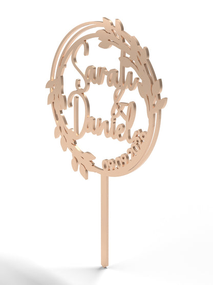 Hochzeit Cake Topper "Lorbeerkranz" Personalisiert - Happy Bumblebee