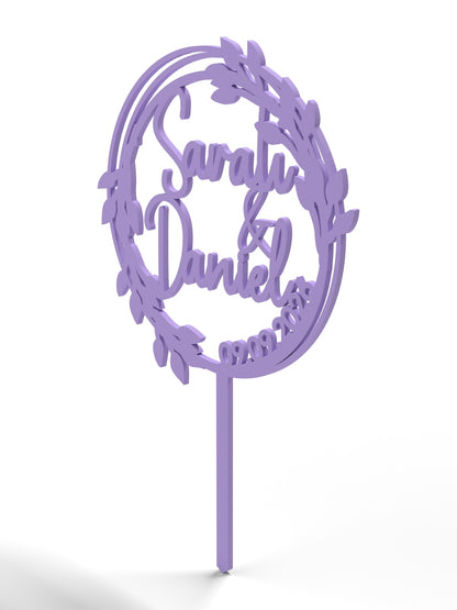 Hochzeit Cake Topper "Lorbeerkranz" Personalisiert - Happy Bumblebee
