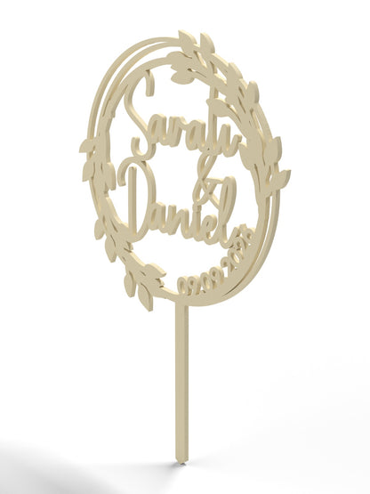Hochzeit Cake Topper "Lorbeerkranz" Personalisiert - Happy Bumblebee