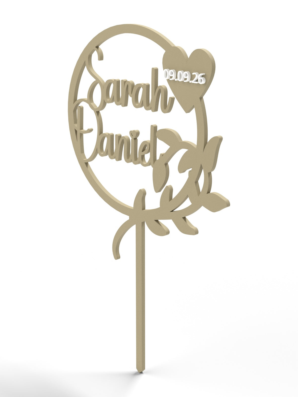 Hochzeit Cake Topper "Kranz mit Zweig" Personalisiert - Happy Bumblebee