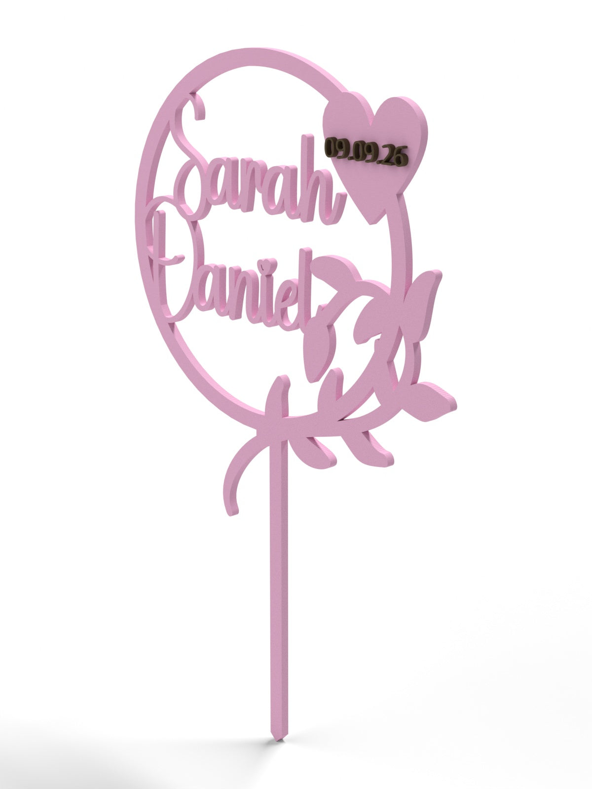 Hochzeit Cake Topper "Kranz mit Zweig" Personalisiert - Happy Bumblebee