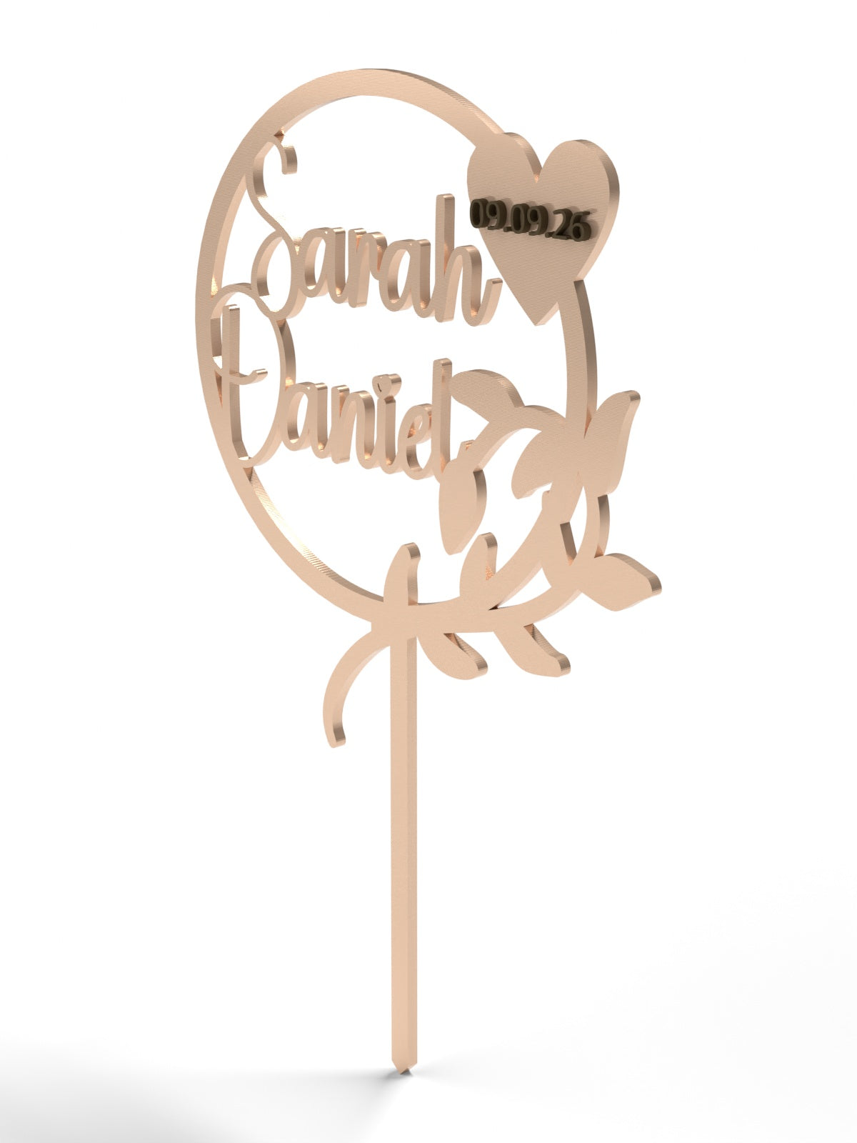 Hochzeit Cake Topper "Kranz mit Zweig" Personalisiert - Happy Bumblebee