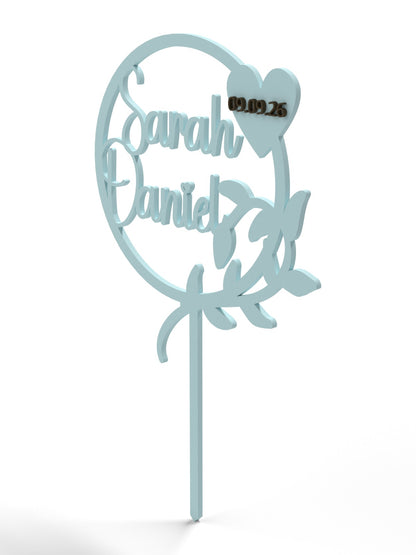 Hochzeit Cake Topper "Kranz mit Zweig" Personalisiert - Happy Bumblebee