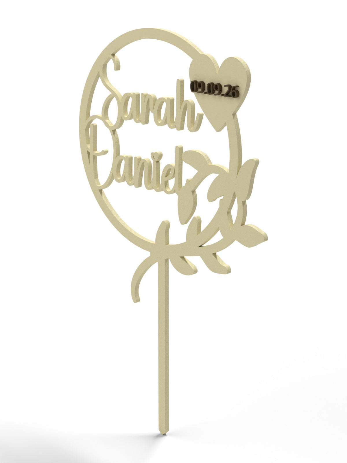 Hochzeit Cake Topper "Kranz mit Zweig" Personalisiert - Happy Bumblebee