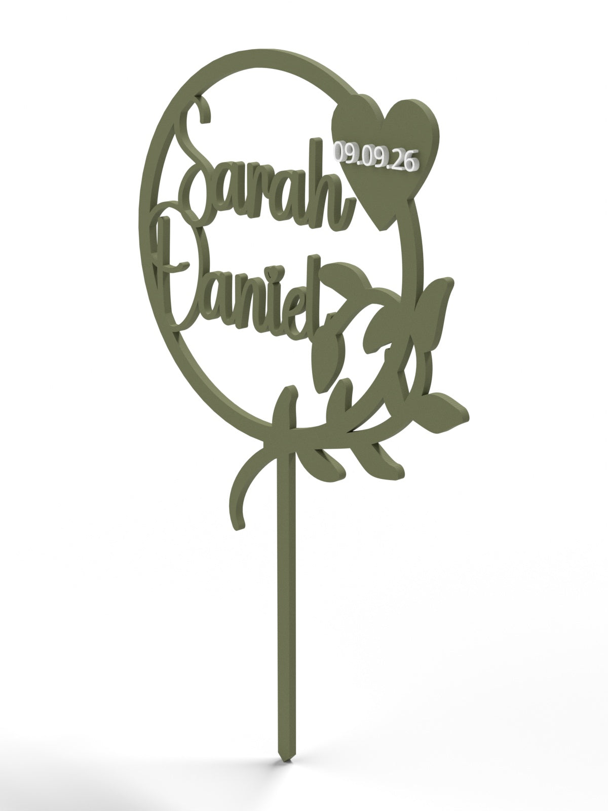 Hochzeit Cake Topper "Kranz mit Zweig" Personalisiert - Happy Bumblebee