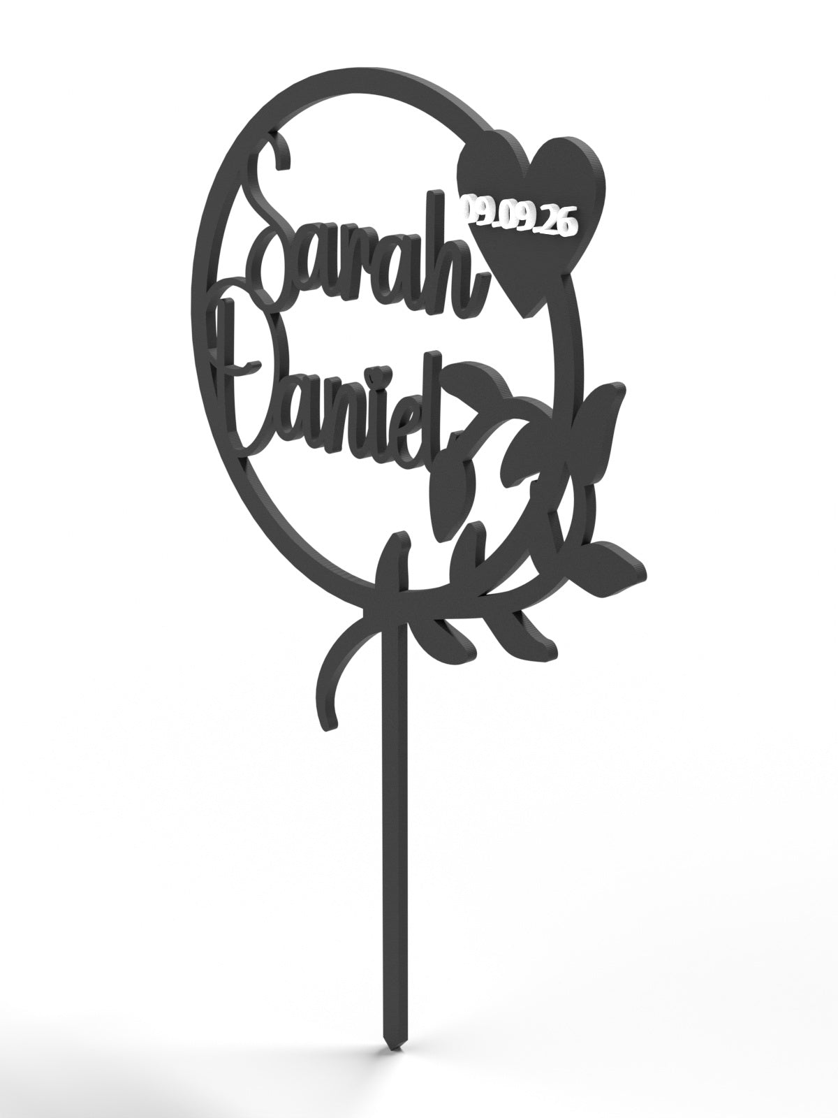 Hochzeit Cake Topper "Kranz mit Zweig" Personalisiert - Happy Bumblebee