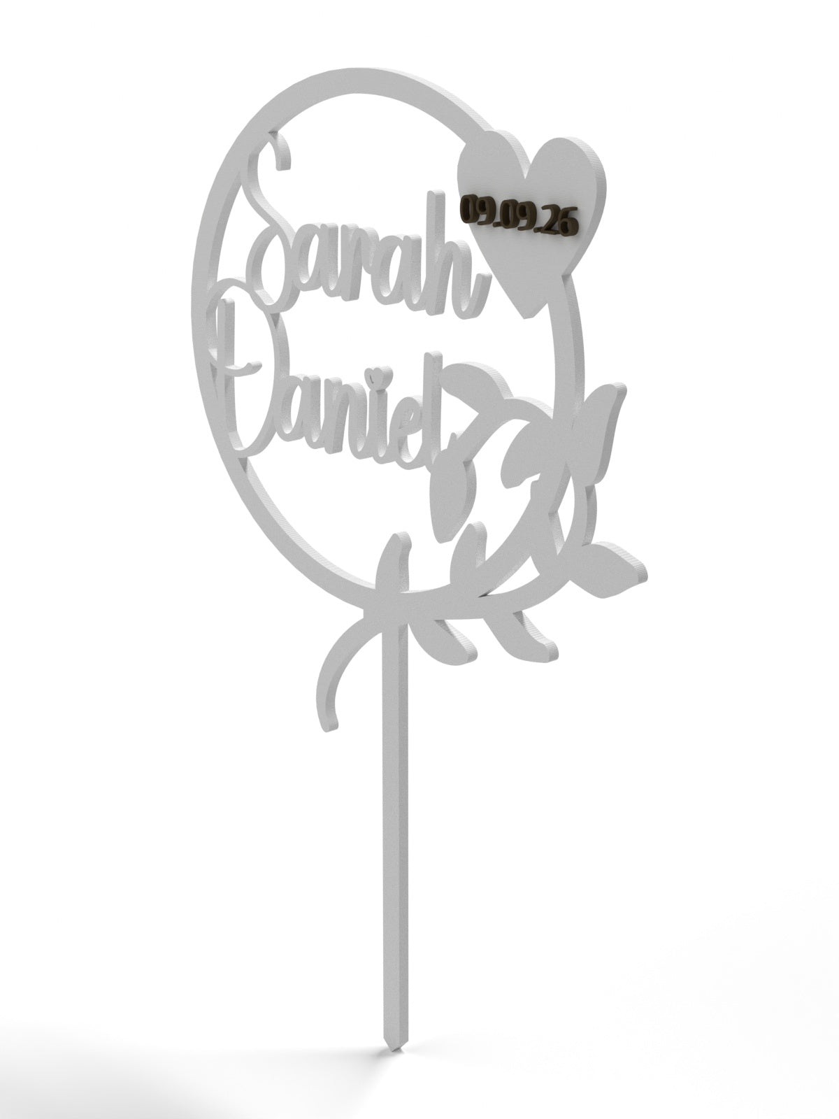 Hochzeit Cake Topper "Kranz mit Zweig" Personalisiert - Happy Bumblebee