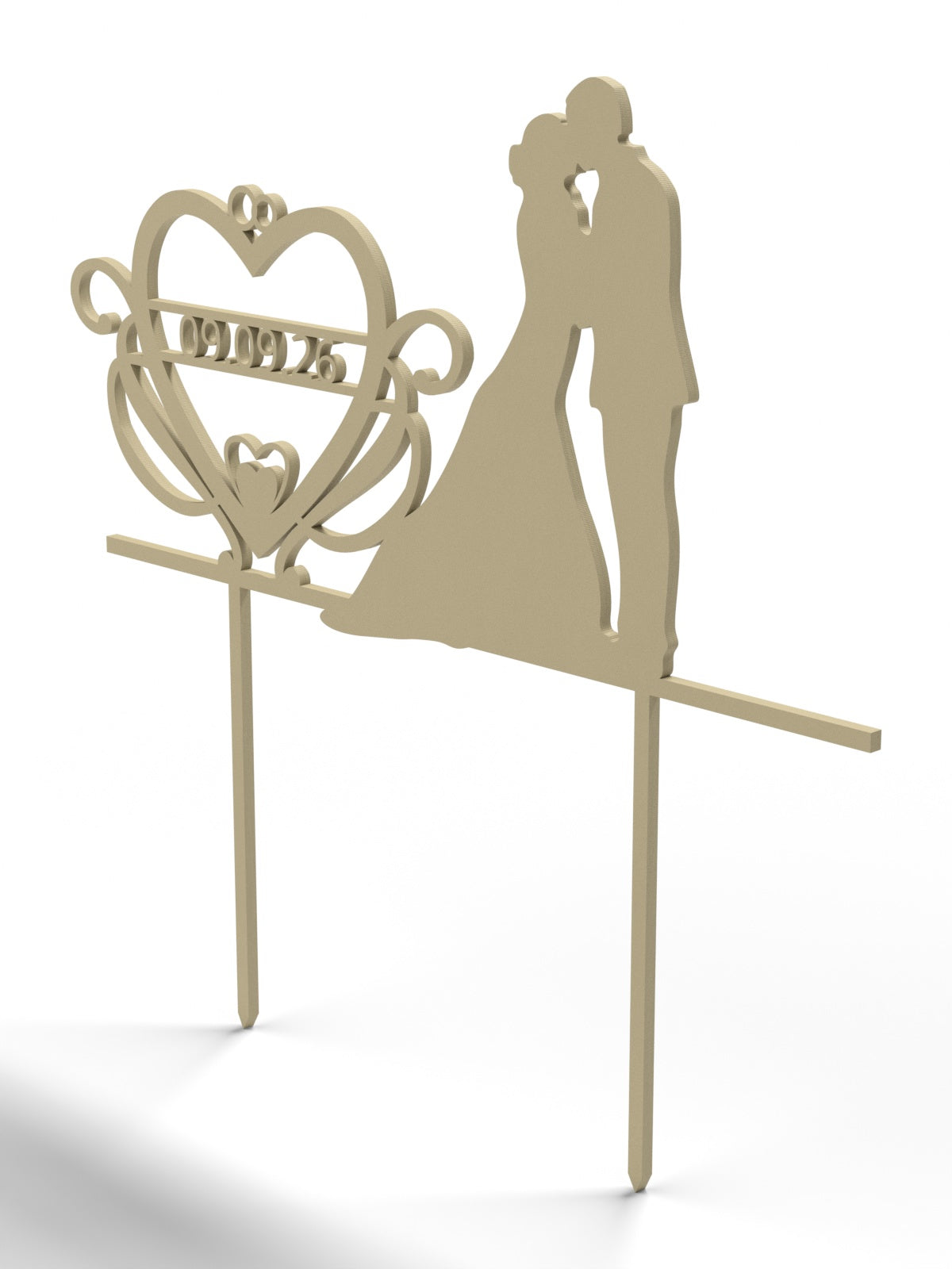 Hochzeit Cake Topper "Brautpaar mit Datumsherz" Personalisiert - Happy Bumblebee