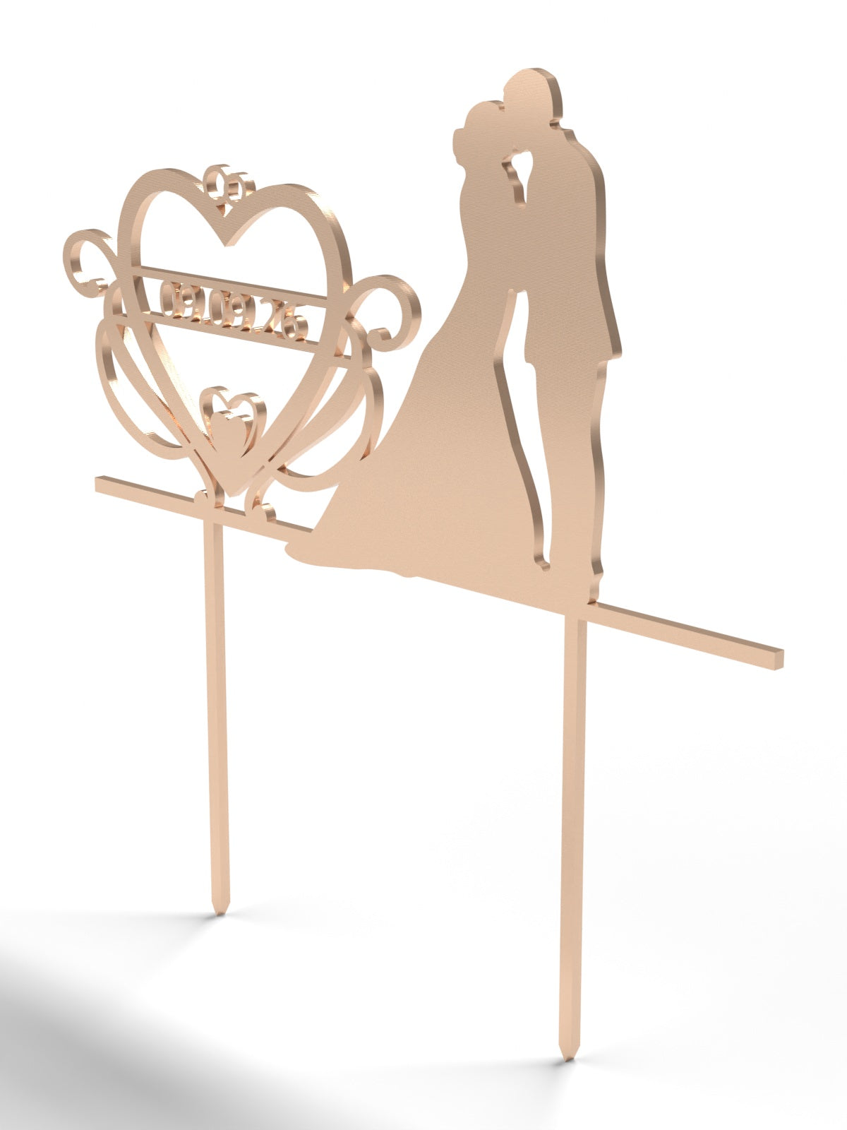 Hochzeit Cake Topper "Brautpaar mit Datumsherz" Personalisiert - Happy Bumblebee