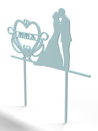 Hochzeit Cake Topper "Brautpaar mit Datumsherz" Personalisiert - Happy Bumblebee
