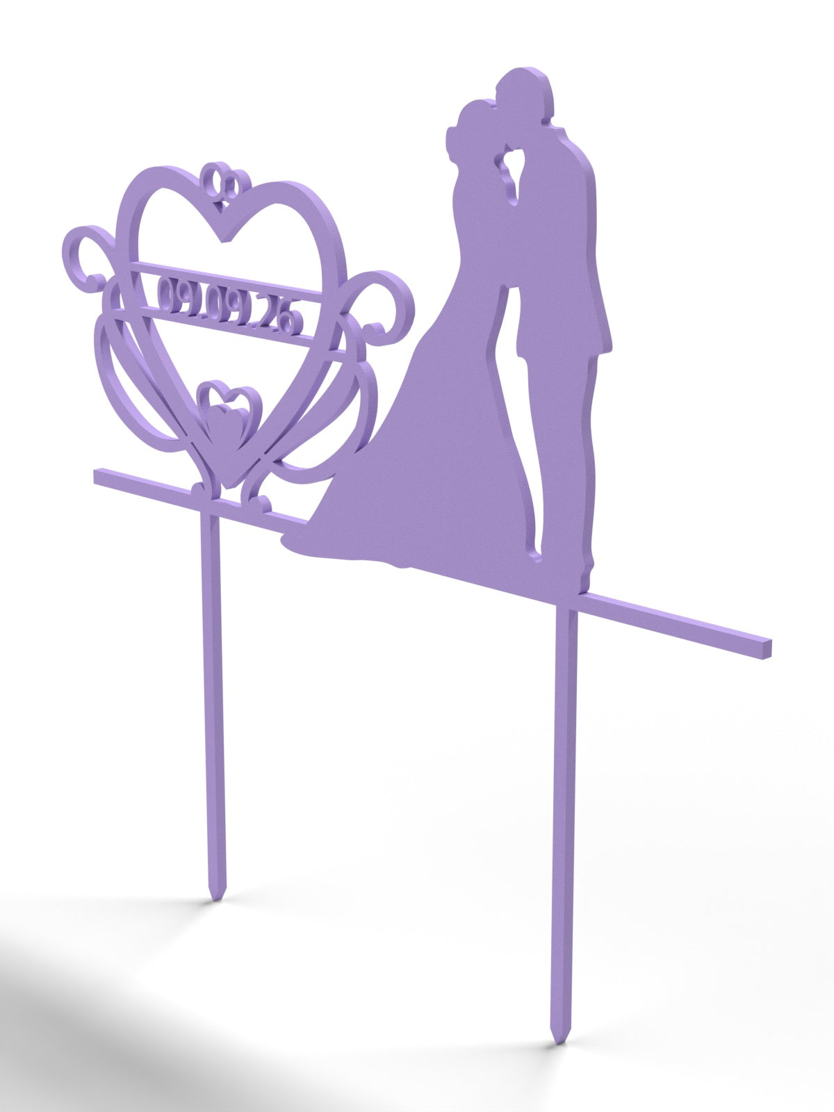 Hochzeit Cake Topper "Brautpaar mit Datumsherz" Personalisiert - Happy Bumblebee