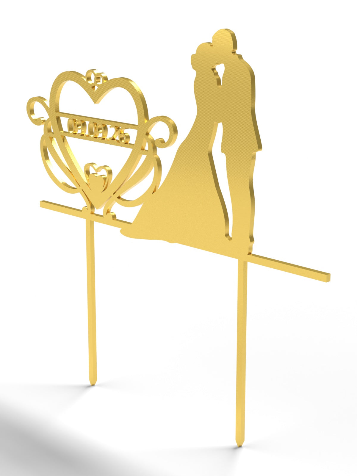 Hochzeit Cake Topper "Brautpaar mit Datumsherz" Personalisiert - Happy Bumblebee