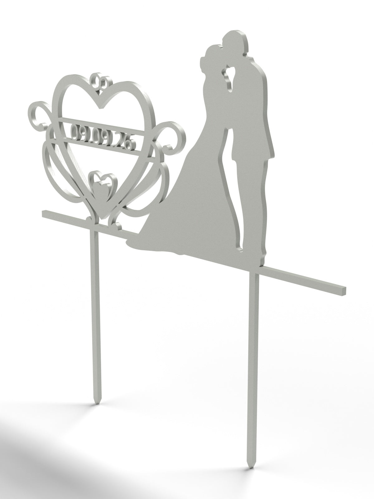 Hochzeit Cake Topper "Brautpaar mit Datumsherz" Personalisiert - Happy Bumblebee