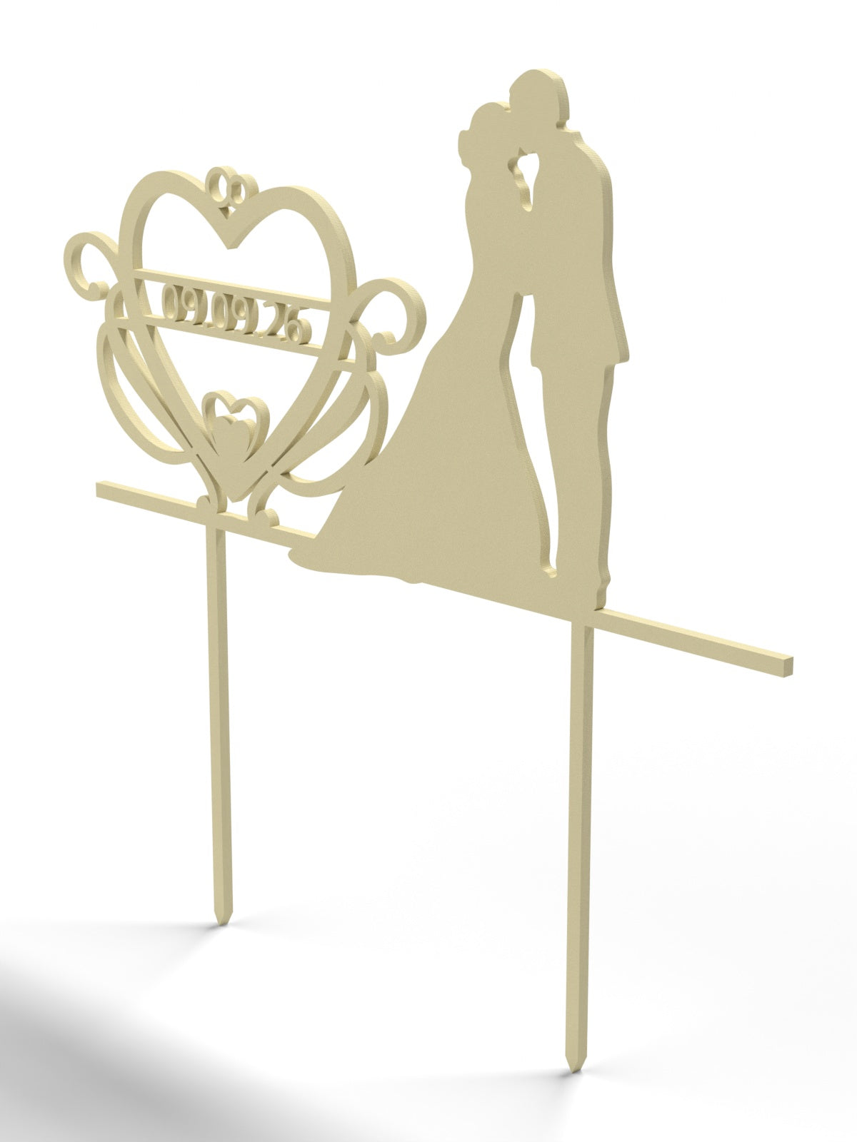 Hochzeit Cake Topper "Brautpaar mit Datumsherz" Personalisiert - Happy Bumblebee