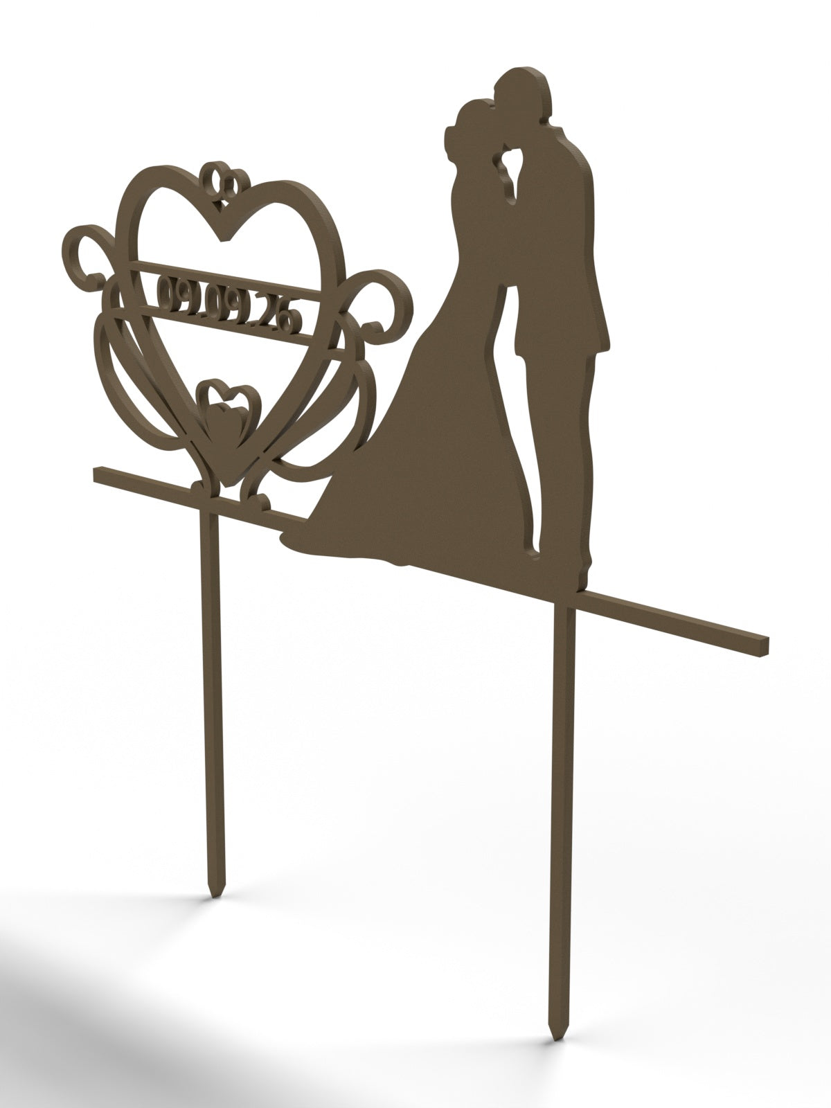 Hochzeit Cake Topper "Brautpaar mit Datumsherz" Personalisiert - Happy Bumblebee
