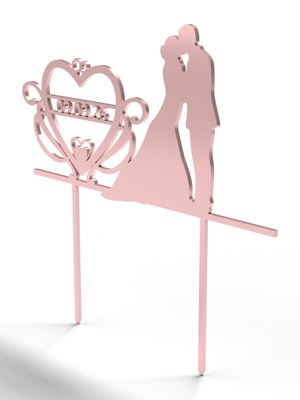 Hochzeit Cake Topper "Brautpaar mit Datumsherz" Personalisiert - Happy Bumblebee