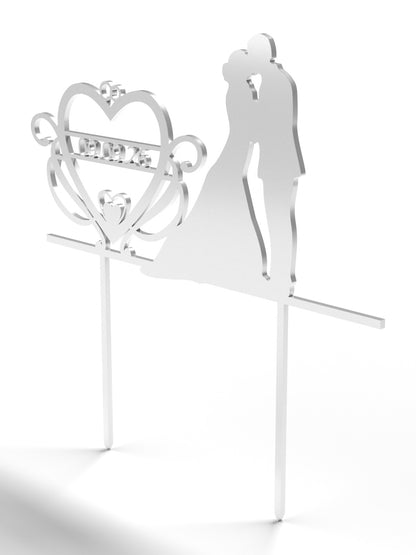 Hochzeit Cake Topper "Brautpaar mit Datumsherz" Personalisiert - Happy Bumblebee
