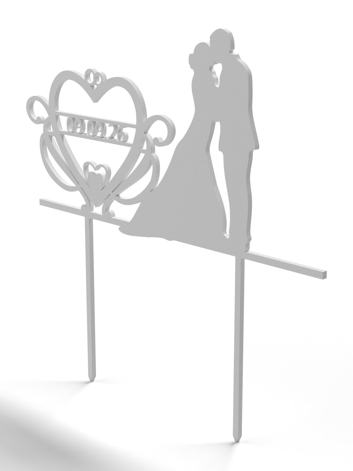 Hochzeit Cake Topper "Brautpaar mit Datumsherz" Personalisiert - Happy Bumblebee