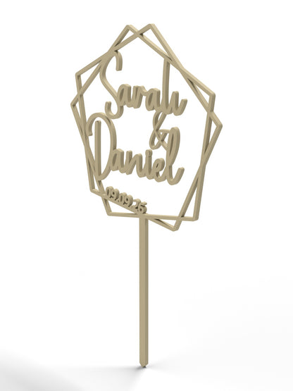 Hochzeit Cake Topper "Namen im Fünfeck" Personalisiert - Happy Bumblebee