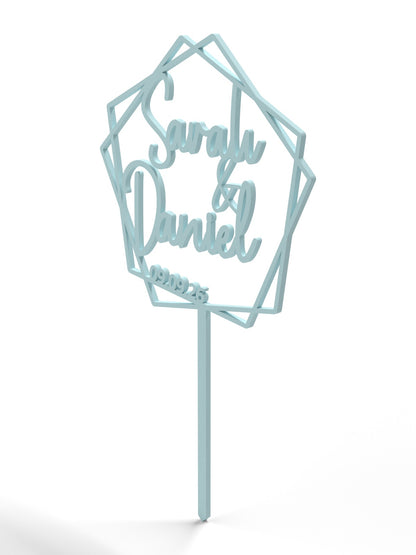 Hochzeit Cake Topper "Namen im Fünfeck" Personalisiert - Happy Bumblebee
