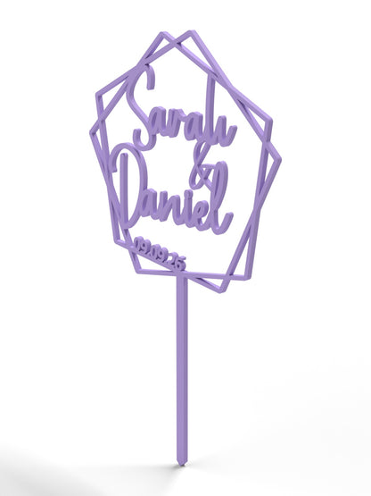 Hochzeit Cake Topper "Namen im Fünfeck" Personalisiert - Happy Bumblebee