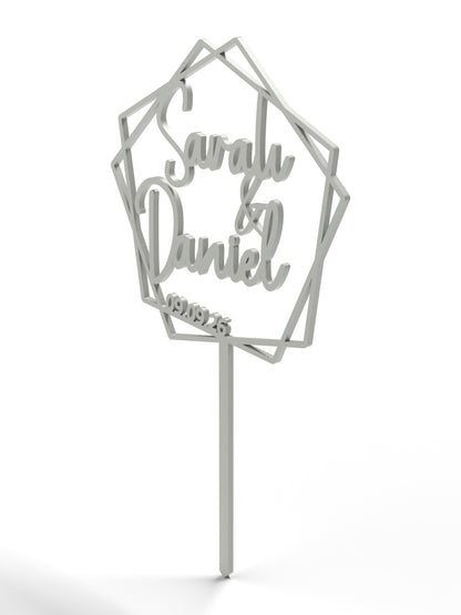 Hochzeit Cake Topper "Namen im Fünfeck" Personalisiert - Happy Bumblebee