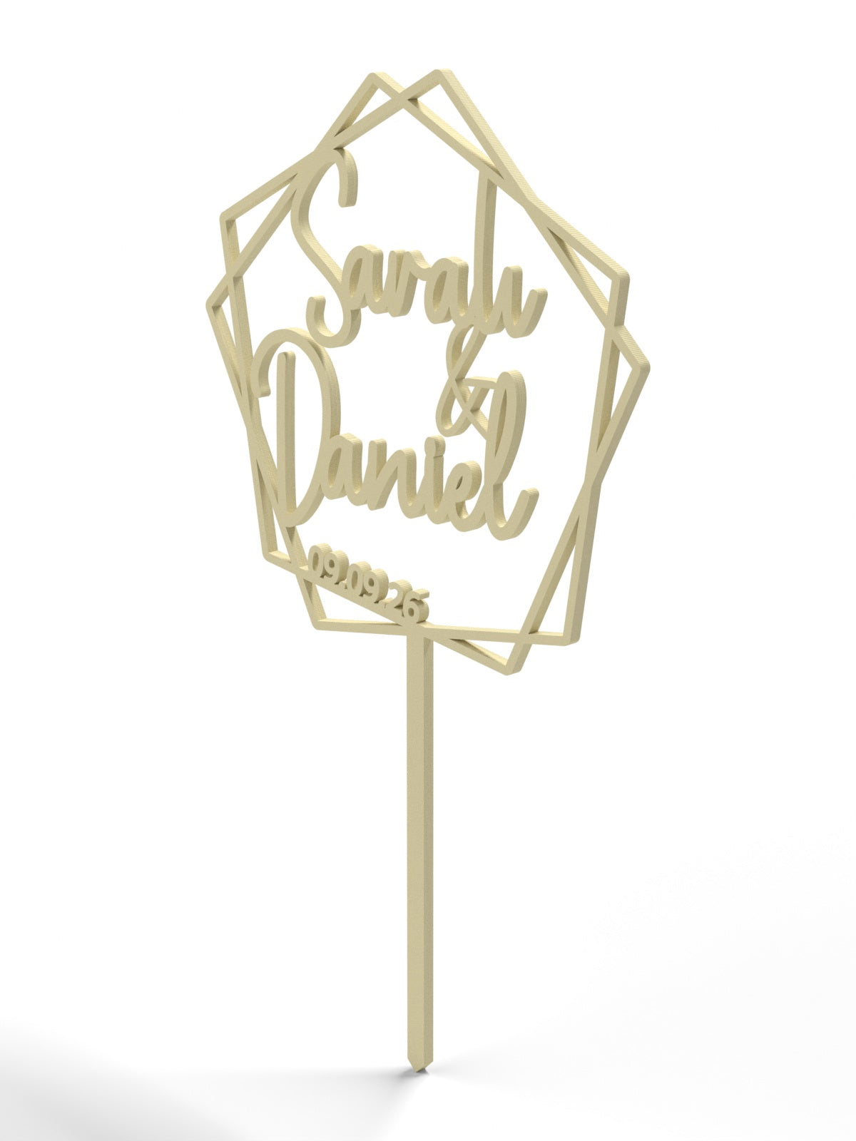 Hochzeit Cake Topper "Namen im Fünfeck" Personalisiert - Happy Bumblebee