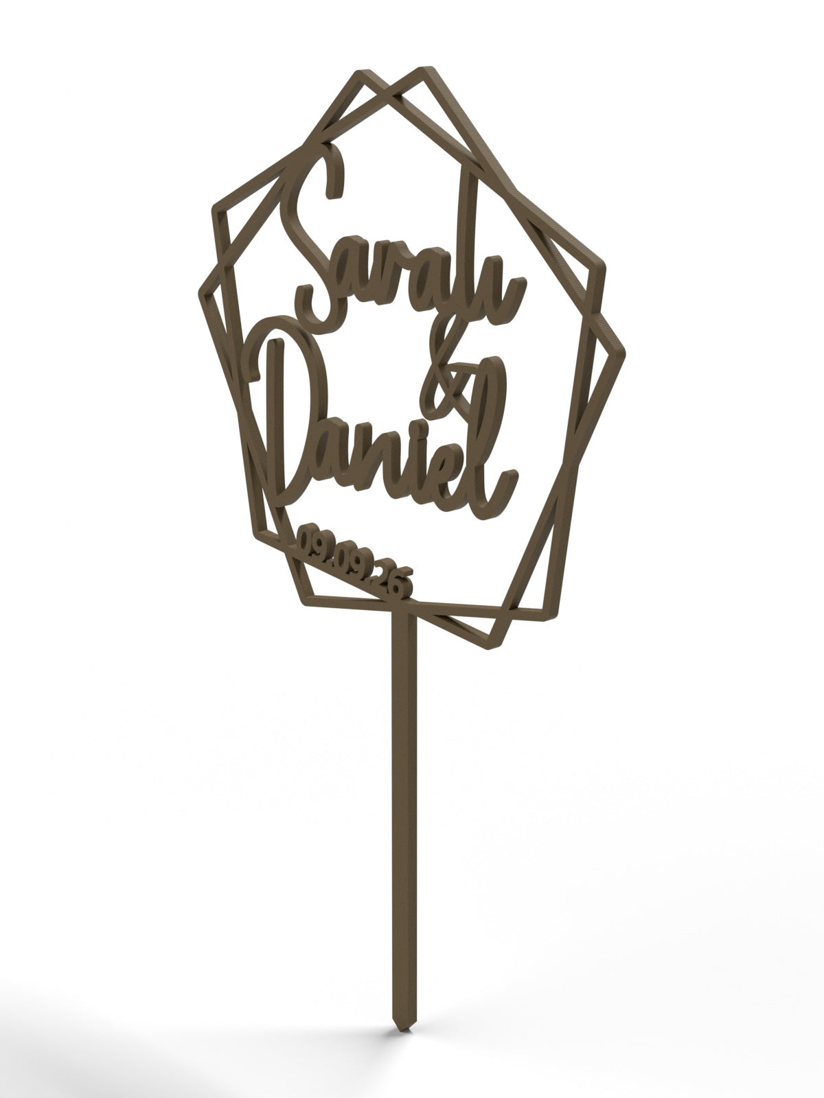 Hochzeit Cake Topper "Namen im Fünfeck" Personalisiert - Happy Bumblebee