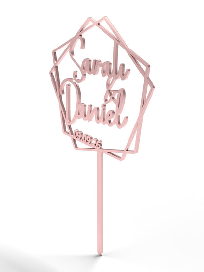 Hochzeit Cake Topper "Namen im Fünfeck" Personalisiert - Happy Bumblebee