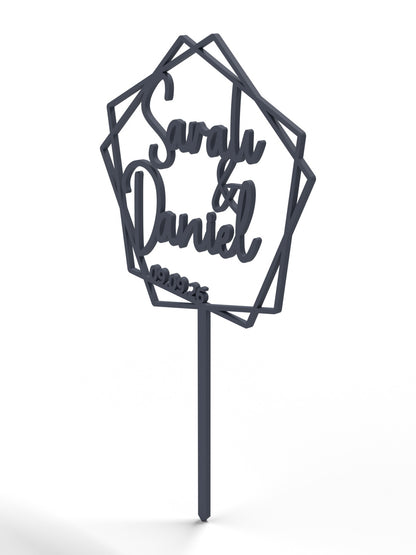 Hochzeit Cake Topper "Namen im Fünfeck" Personalisiert - Happy Bumblebee